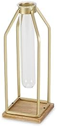 Contemporary Home Living Gold Brown Handmade Lantern with Glass Tube