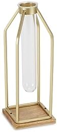 Contemporary Home Living Gold Brown Handmade Lantern with Glass Tube