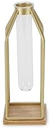 Contemporary Home Living Gold Brown Handmade Lantern with Glass Tube