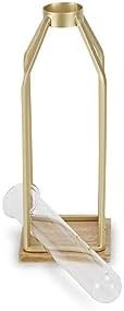 Contemporary Home Living Gold Brown Handmade Lantern with Glass Tube