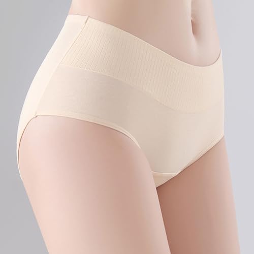 Womens High Waisted Full Coverage Lace Trim Soft No Show Panty