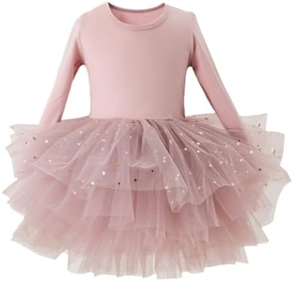 Toddler Girls Shiny Tutu Dress with Long Sleeve