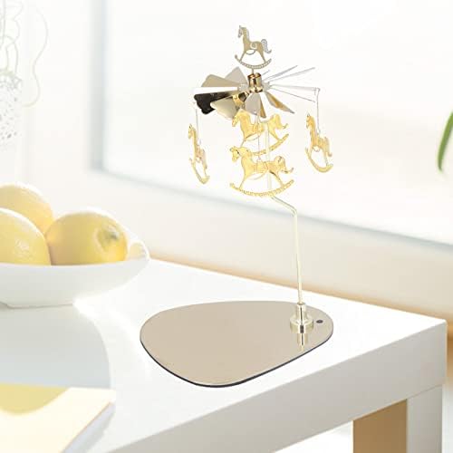 Stainless Steel Spinning Candle Holder with Wind Chime and Snowflake Design