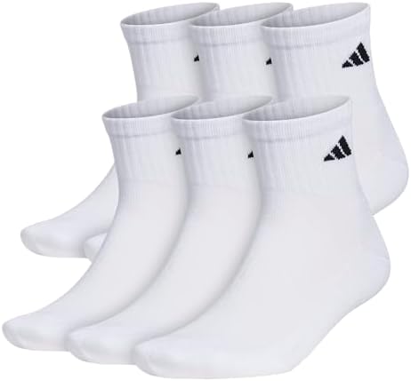 adidas Mens Athletic Cushioned Quarter Socks 6 Pairs