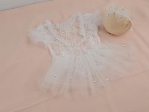 BLUETOP Newborn Girl Pearl Lace Romper Set