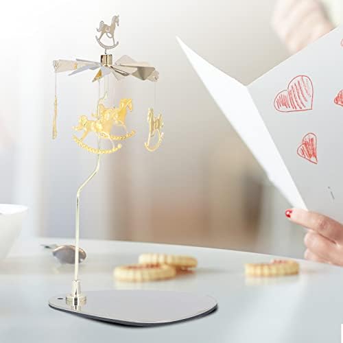 Stainless Steel Spinning Candle Holder with Wind Chime and Snowflake Design