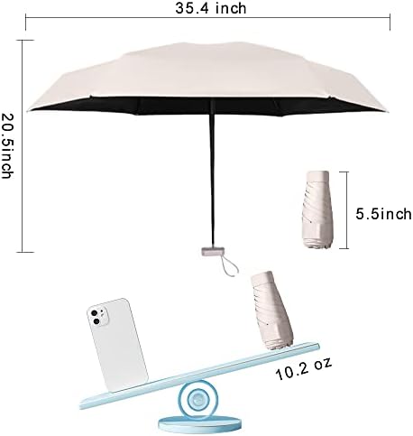 ESUFEIR Travel Sun Rain Umbrella with Case - Compact and Windproof