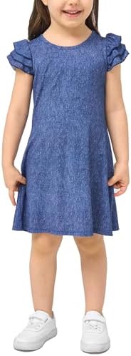 EASWEET Girls Summer Dress with Ruffle Sleeves