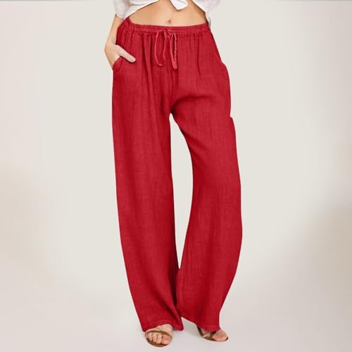 TTBDWiian Summer Linen Wide Leg High Waisted Pants