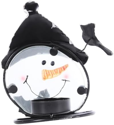 LIFKICH 1Pc Iron Snowman Candle Holder for Christmas Decoration