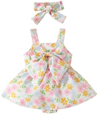 Newborn Baby Girls Cotton Romper with Headband Set 0-18M