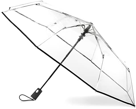 Totes Womens Ultra Clear Auto Open Umbrella Black