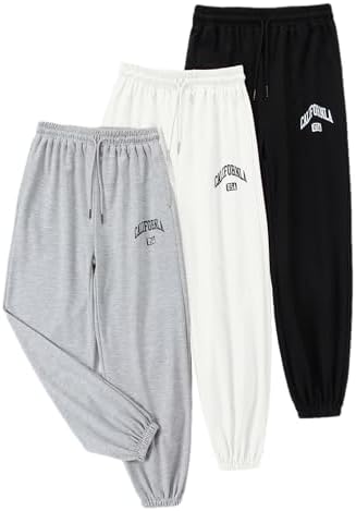 EXARUS 3 Pack High Waisted Sweatpants with Pockets
