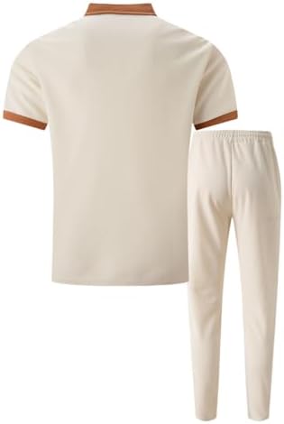 Mens 2 Piece Waffle Knit Polo Shirt and Pants Summer Set