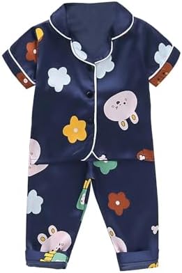 Girls Silk Jumpsuit Set Soft Satin Winter Clothes 2 Piece for Kids