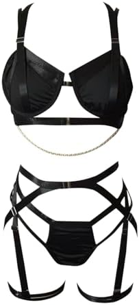 Womens Sexy Lingerie Set with Silk Panty and Thong
