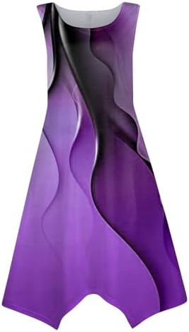 Womens Trendy Sleeveless Floral Dress with Irregular Hem