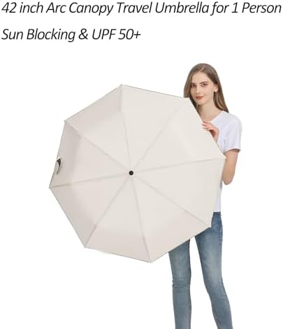 BAODINI Compact UV Protection Travel Umbrella 42 Inch UPF 50 Windproof