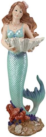 Ebros 17 Inch Tall Mermaid Ariel Statue with Oyster Shell