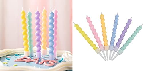 T-shin Candy Coloured Spiral Birthday Candles 6 Pack