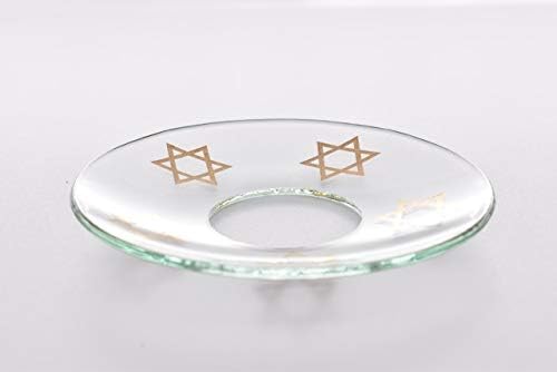 Cape Candle Star of David Glass Bobeches 2pc Set