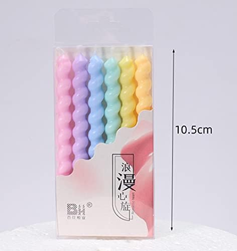 T-shin Candy Coloured Spiral Birthday Candles 6 Pack