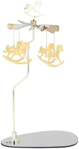 Stainless Steel Spinning Candle Holder with Wind Chime and Snowflake Design