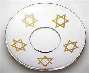 Cape Candle Star of David Glass Bobeches 2pc Set