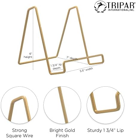 TRIPAR Square Metal Wire Stand - 2 Pack Gold Finish