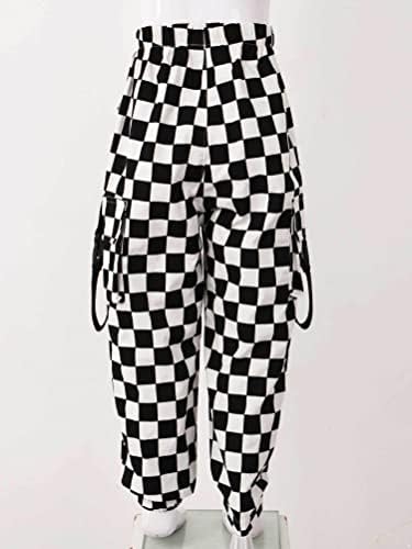 Aislor Kids Girls Plaid Print Cargo Jogger Pants