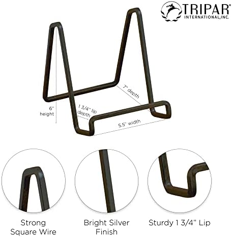 TRIPAR 6-Inch Metal Mahogany Square Book Holder Stand