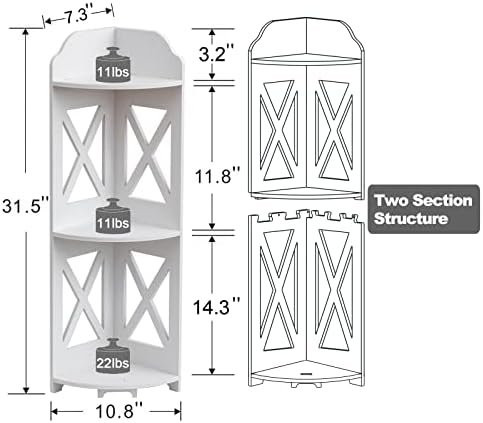 TuoxinEM Waterproof Corner Shelf for Bathroom Storage White