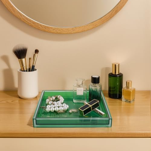 XIYOUQI Vibrant Red Acrylic Decorative Tray 10x10