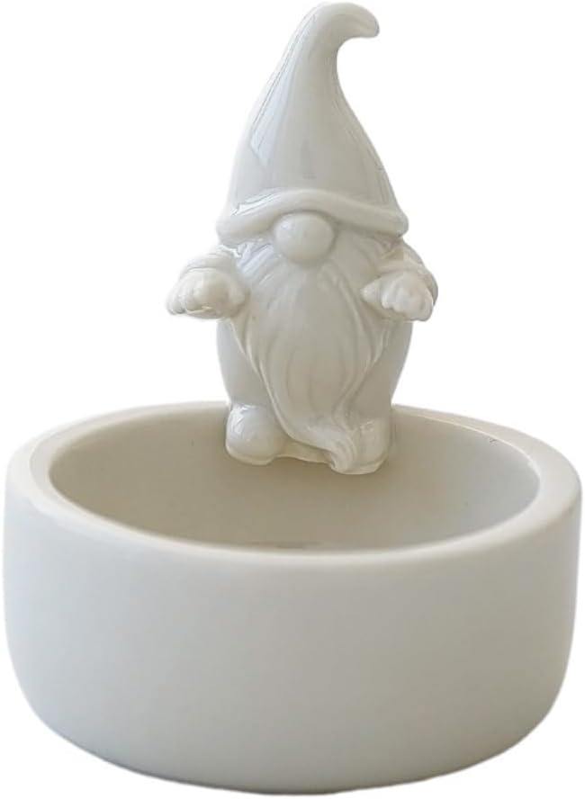 FIYOEO Santa Claus Ceramic Candlestick Holder