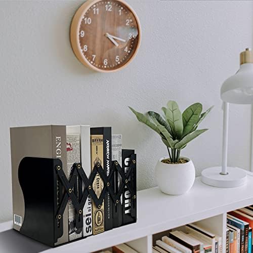 Adjustable Metal Bookends for Heavy Books and Desk Organization