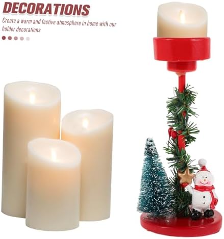 Snowman Theme Candle Holder Christmas Decor Festive Holiday Centerpiece