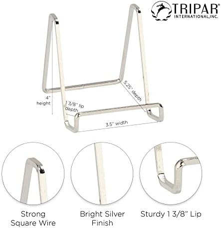 TRIPAR Square Mini Wire Easel - Silver Plated 4-Inch Height