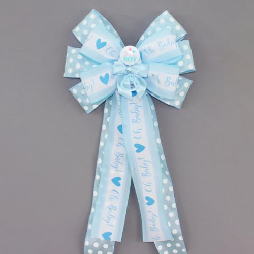 Its a Boy Blue Dot Rattle Baby Shower Bow