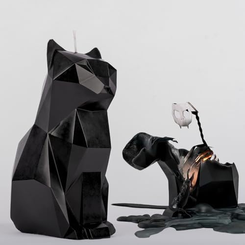 Lidy Gothic Cat Candle - Black with Skeleton 7in 24hr Burn