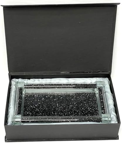 Stylish Home Organization Large Glass Tray with Crushed Diamond Design