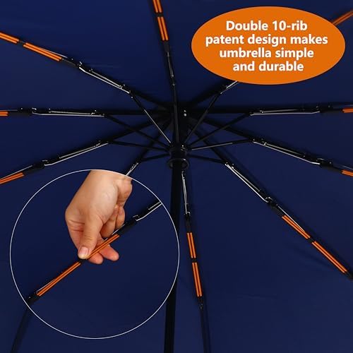 Bluinzi Double 10-Rib Compact Travel Umbrella