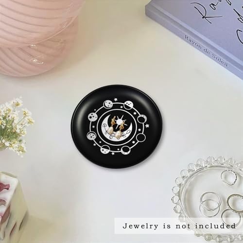 55 Inch Small Metal Jewelry Dish with Star Moon Print