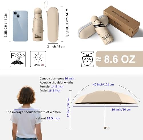 BAODINI Compact UV Sun Umbrella for Women Kids and Men