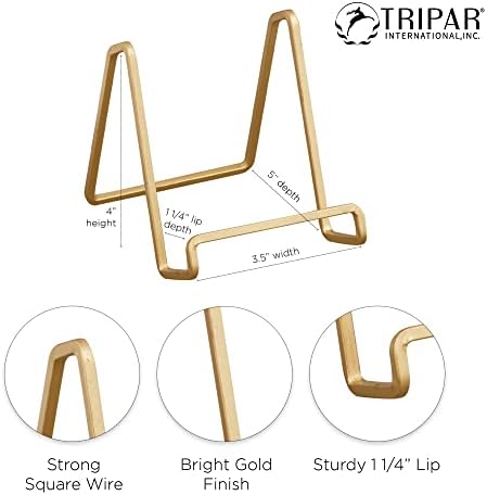 Tripar 4-Inch Gold Plated Square Book Holder Easel Stand