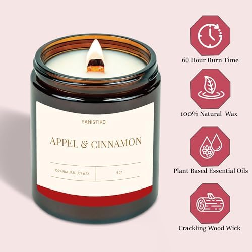 SAMISTIKO Apple Cinnamon Scented Candle 8oz 1