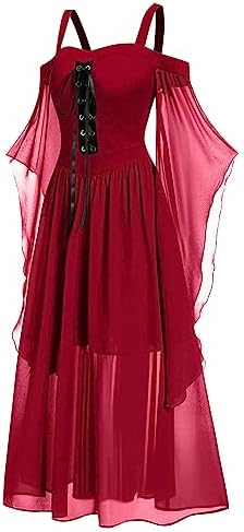 Gothic Halloween Dress for Women with High Waist and Off Shoulder Sleeve