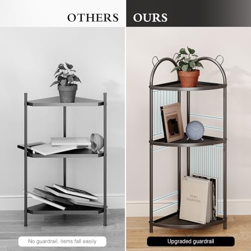 CICUFY Corner Shelf 3 Tier Metal Black
