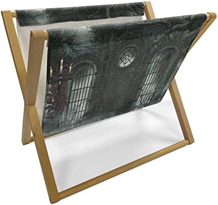Lunarable Horror House Magazine Holder Gothic Style 22 x 19 Grey
