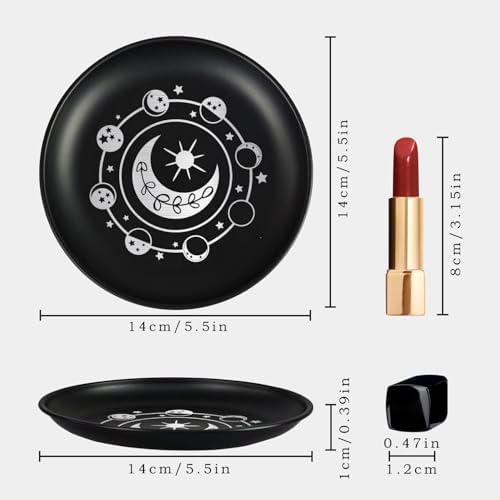 55 Inch Small Metal Jewelry Dish with Star Moon Print