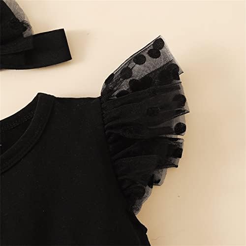 Baby Girl Ruffled Sleeve Romper with Headband Set 2Pcs